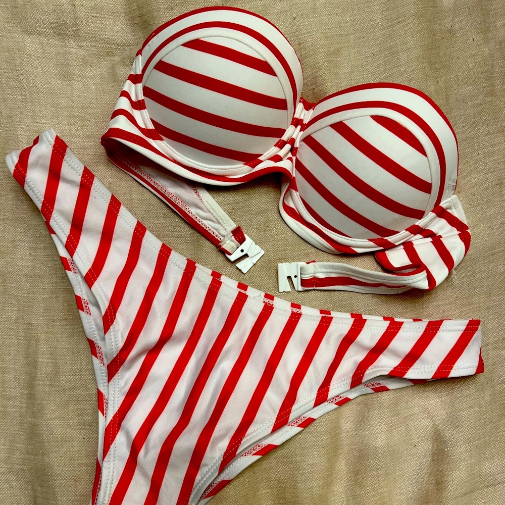 Red & White Striped Bikini